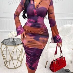SOLERSUN Purple Tie Dye Bodycon Dress